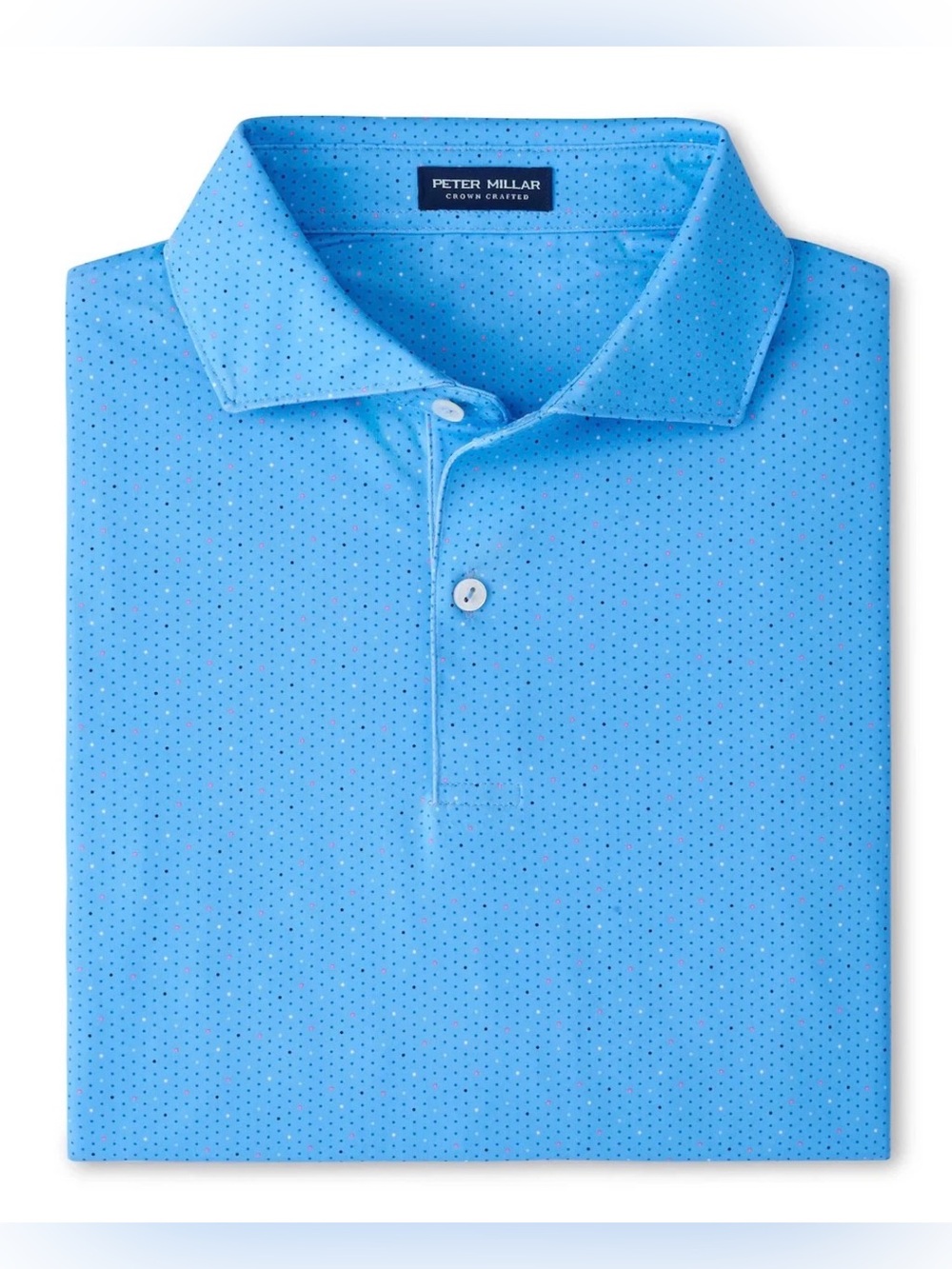 Peter Millar Fermata Crown Crafted Blue Topaz Geometric Golf Polo Mens XL NWT